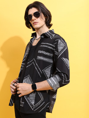 HIGHLANDER Men Printed Casual Black Shirt