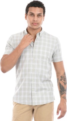 London Fog Men Checkered Casual Grey Shirt