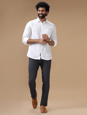 trendfeverstore Men Solid Casual White Shirt