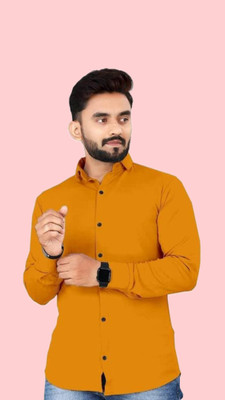 StellLIFESTYLE Trend Men Solid Casual Orange Shirt