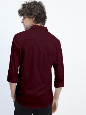 UNIFAV Men Solid Casual Maroon Shirt