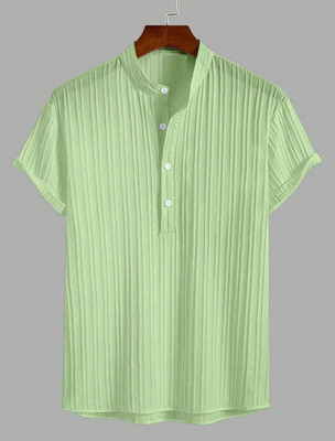 KVARA Men Self Design Casual Light Green Shirt