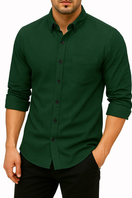 Mensclothing Men Solid Casual Green Shirt