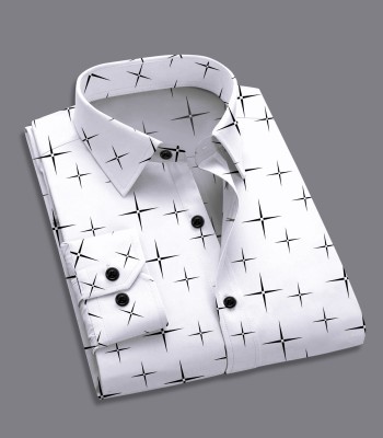 HouseOfCommon Men Printed Casual White Shirt