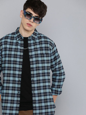 R.Code by The Roadster Life Co. Men Checkered Casual Blue Shirt
