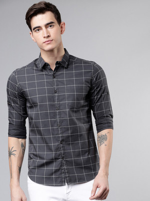 HIGHLANDER Men Printed Casual Black Shirt