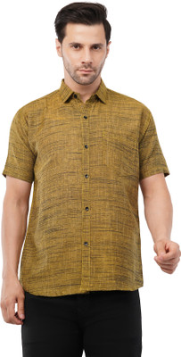 T.RRR. COLLECTION Men Self Design Casual Brown Shirt
