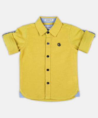 MM IMPEX Baby Boys Solid Cotton Blend Regular T Shirt(Yellow, Pack of 1)