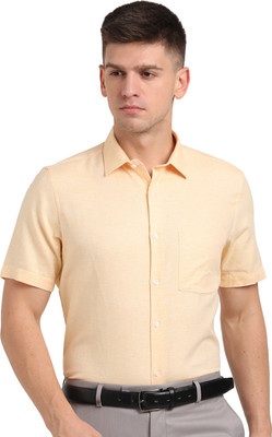 TURTLE Men Solid Formal Yellow Shirt