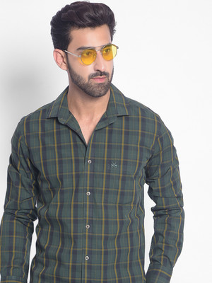 CRIMSOUNE CLUB Men Checkered Casual Green Shirt