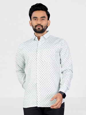 Stellalifestyle Men Printed Formal Cream Shirt