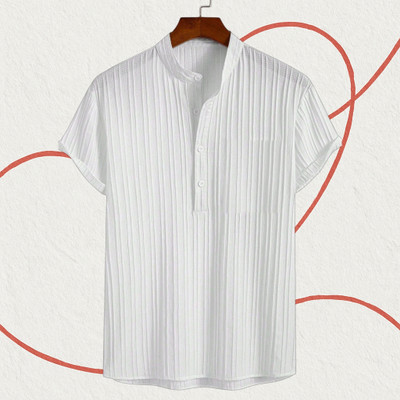 Jenil Fashion Men Self Design Casual White Shirt