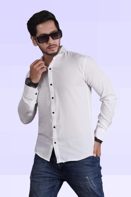 PEARL OCAN Men Self Design Casual White Shirt