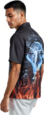 Glitchez Men Printed Casual Black Shirt