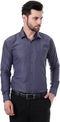 XJARVIS Men Solid Formal Dark Blue Shirt