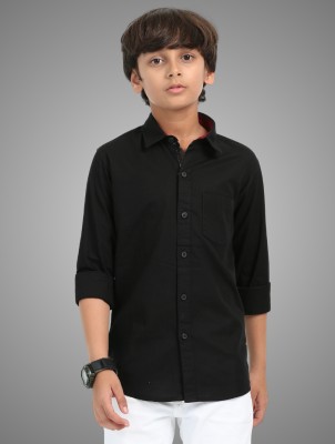 ROCKET SCIENCE Boys Solid Casual Black Shirt