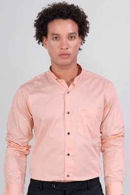 french crown Men Solid Formal Pink Shirt