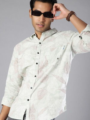 V-MART Men Printed Casual Light Green Shirt