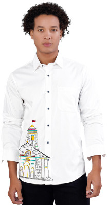 HOC Men Printed Casual White Shirt