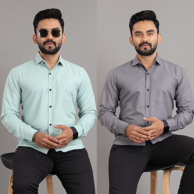 SOPANI Men Solid Casual Multicolor Shirt(Pack of 2)