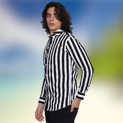 Niyaa Creation Men Striped Formal White Shirt