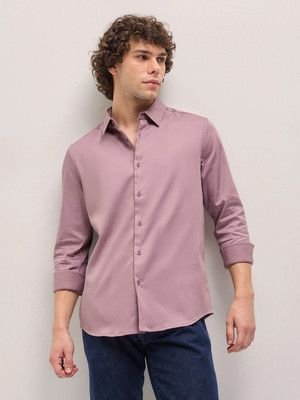 THE BEAR HOUSE Men Solid Casual Purple Shirt