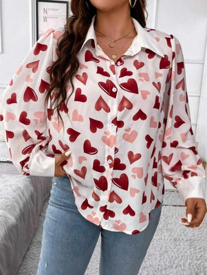 LookRange Women Printed Casual Red, White Shirt