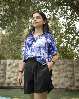 Javinishka Women Dyed/Ombre Casual Blue Shirt