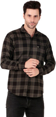 James & Warne Men Checkered Casual Brown Shirt