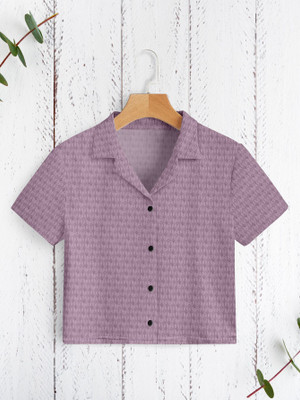 dream believe fashion Women Solid Casual Purple Shirt