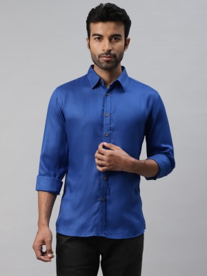 Don Vino Men Solid Formal Dark Blue Shirt