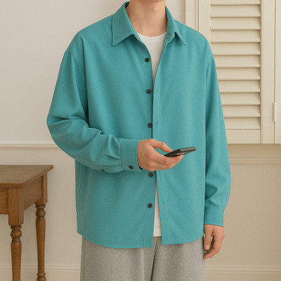 Asta Moda Men Solid Casual Blue Shirt