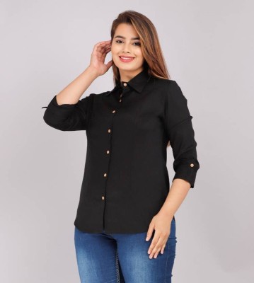 Myur Women Solid Casual Black Shirt