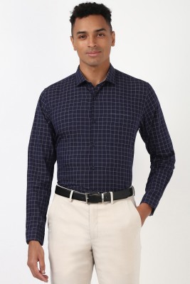 PETER ENGLAND Men Checkered Formal Blue Shirt