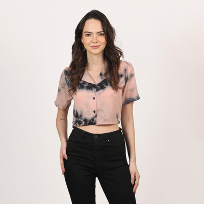 Avyola Women Printed Casual Pink Shirt
