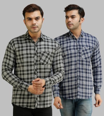 youth first Men Checkered Casual Multicolor Shirt(Pack of 2)