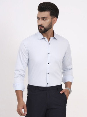 Urban Core Men Solid Formal Blue Shirt
