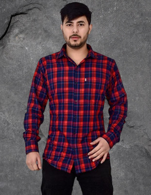 VK WINTER WEAR Men Checkered Casual Red, Blue Shirt