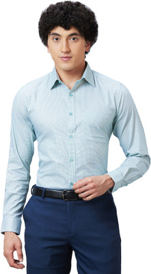 Raymond Men Self Design Formal Light Blue, White Shirt
