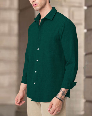 METRONAUT Men Self Design Casual Green Shirt