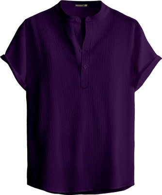 Webric Men Self Design Straight Kurta(Black)
