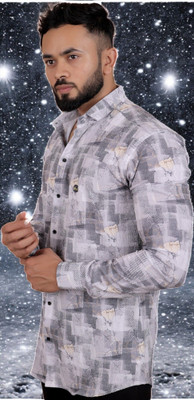 GCFAB Men Checkered Casual Grey Shirt