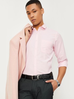 MAX Men Solid Formal Pink Shirt