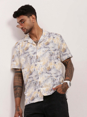 SHOWOFFFF Men Printed Casual Yellow Shirt