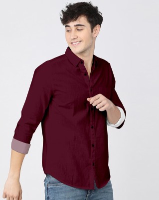 TANISHA FASHION Men Solid Casual Maroon Shirt