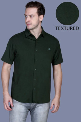 ParcelYard Men Self Design Casual Dark Green Shirt