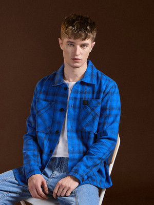 THE BEAR HOUSE Men Checkered Casual Blue Shirt