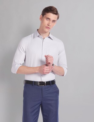 AD by Arvind Men Solid Formal Grey Shirt