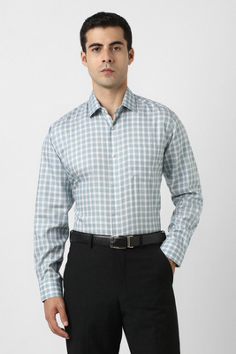VAN HEUSEN Men Checkered Formal Grey Shirt