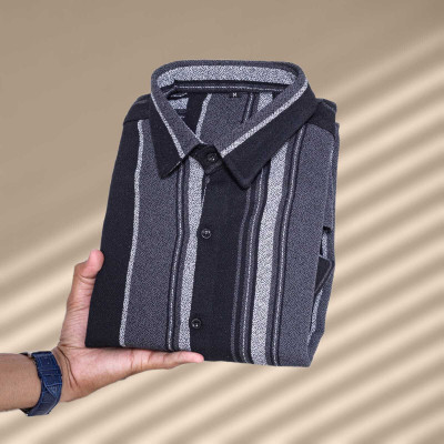 Vastram Enterprise Men Striped Casual Grey Shirt